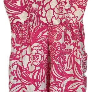 Vanessa Bruno Fuchsia/Hot Pink/Cream/White Textured Floral Dress, Anthropologie